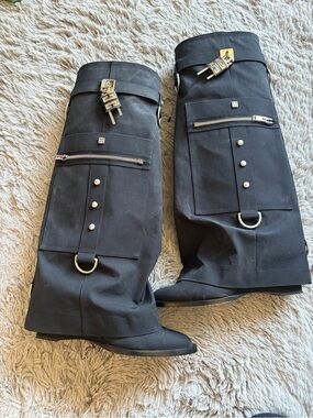 Givenchy Black Shark Lock Boots with Hardware Accents